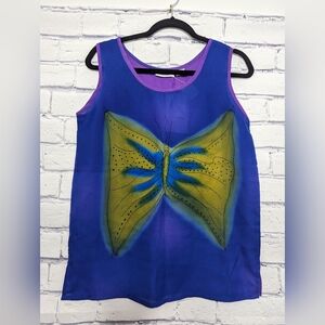 Dalin Butterfly Bright Blue and Purple Tank Top Women's Size Medium NWT